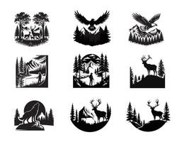 Set of landscape scene silhouette Design - forest landscape illustration vector