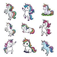 Collection of Unicorn isolated Clipart Design - Unicorn side view illustration in black and white vector
