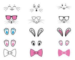 Collection of Rabbit facial Outline Design - Bunny Face illustration vector