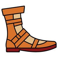 An orange boot with straps on the side vector