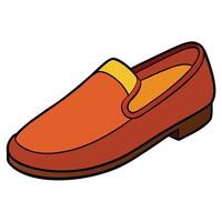 An orange shoe with a yellow sole vector