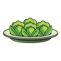 A plate with green vegetables on it vector