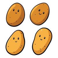Four potatoes with faces and smiles vector