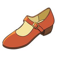 An orange shoe with a buckle on the heel vector