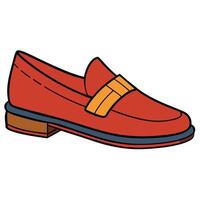 Red loafers with a yellow trim vector
