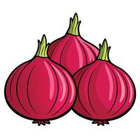 Three red onions on a white background vector