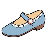 Blue shoes with flower on the toe vector
