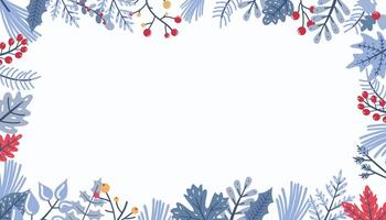 Christmas and New Year background with hand drawn branches and berries. illustration. vector