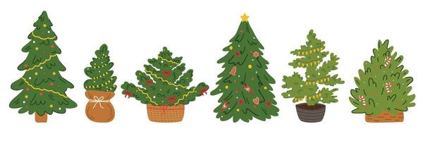 Set of Christmas trees. illustration isolated on a white background. vector