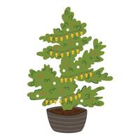 Christmas tree isolated on white background. Christmas tree with toys. Christmas decorations. illustration in doodle style. vector