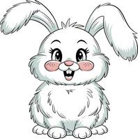 Illustration of Rabbit with Fluffy White Fur and Floppy Ears vector