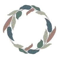 Decorative round frame with leaves in boho style. Stylish trendy palette. illustration for greeting cards vector