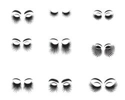 Collection of Eyelashes silhouette Design - Eyebrow and Eyelash illustrations vector