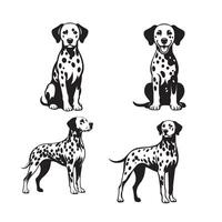 Set of Dalmatian Dog illustration - Dalmatian Dog Different Activities Clipart Design vector