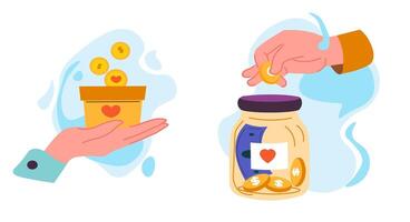 Cash Donation and Savings Jar vector
