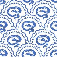 Coiled Snake Blue Seamless Pattern vector