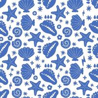 Blue Sea Shells Seamless Pattern vector