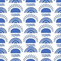 Sunrise Coastal Seamless Pattern vector