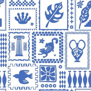 Blue Framed Objects Seamless Pattern vector