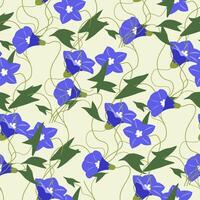 Blue Bellflower Pattern On Beige vector
