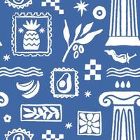 Sun and Columns Motif Pattern vector