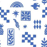 Geometric Floral and Bird Pattern vector