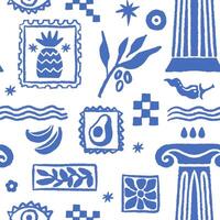Sun and Columns Motif Pattern vector