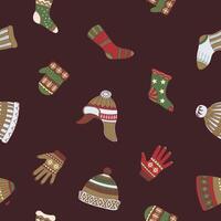 Dark Background Winter Apparel Pattern vector