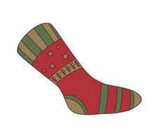 Red Sock With Star Pattern vector
