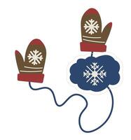 Warm Mittens With Snowflake Design vector