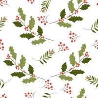Holly and Berries White Background vector