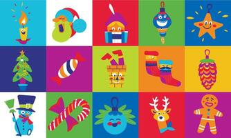 Bright Christmas Icon Block Pattern vector