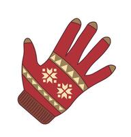 Red Glove With Snowflake Pattern vector