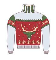 Sweater With Deer And Snowflakes vector