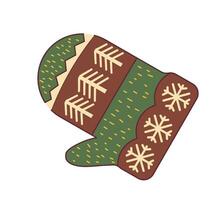 Vintage Winter Mitten Isolated vector