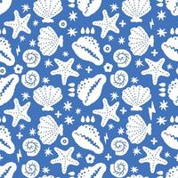 Blue Sea Shells Seamless Pattern vector
