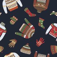 Dark Background Winter Apparel Pattern vector