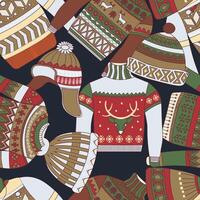 Dark Background Winter Apparel Pattern vector