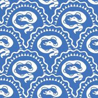 Coiled Snake Blue Seamless Pattern vector
