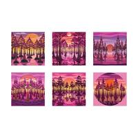 A grove of cypress trees rising, and line art, minimalist design. vector