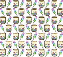 Design illustration of dango food pattern and tea drink vector
