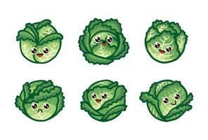 cabbage cute set graphic vector
