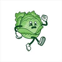 cabbage illustration with groovy style vector