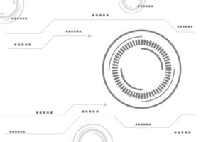 Futuristic gray tech circle with line and element on white abstract technology background. vector