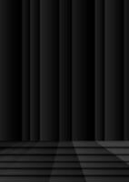 Black and gray empty room studio and curtain wall with step floor abstract background. The minimal scene for mockup product display presentation and showcase. vector