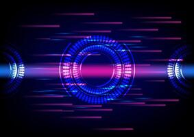Futuristic tech circle glowing and neon lighting on dark blue abstract technology background. Electric power concept. vector