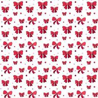 Red bow seamless pattern. Hand draw Christmas holidays red knot bows pattern for textile, wrapping paper, greeting cards vector