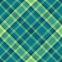 Fibre tartan background texture, packaging fabric pattern . Diverse check plaid textile seamless in cyan and green colors. vector
