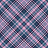 Creative seamless check, sensual plaid background pattern. Wide textile texture fabric tartan in cyan and dark colors. vector