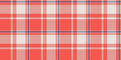 Twill check seamless texture, easter pattern fabric. Nostalgic plaid textile tartan background in red and white colors. vector